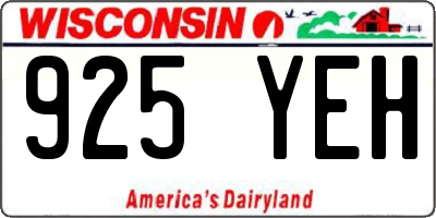 WI license plate 925YEH