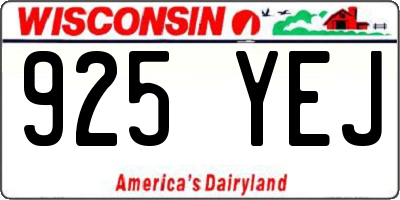 WI license plate 925YEJ