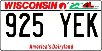 WI license plate 925YEK