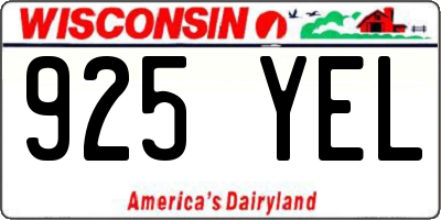 WI license plate 925YEL