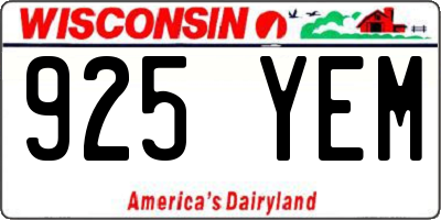 WI license plate 925YEM