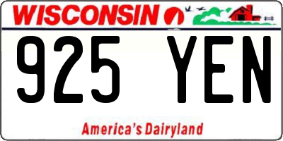 WI license plate 925YEN