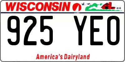 WI license plate 925YEO