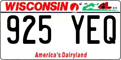 WI license plate 925YEQ