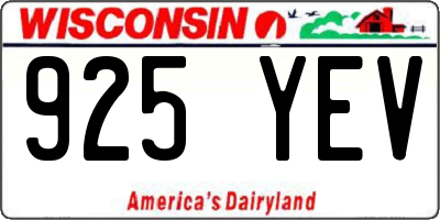 WI license plate 925YEV