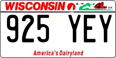 WI license plate 925YEY