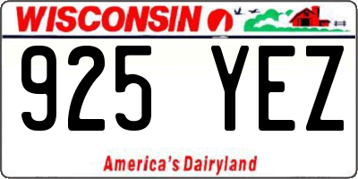 WI license plate 925YEZ