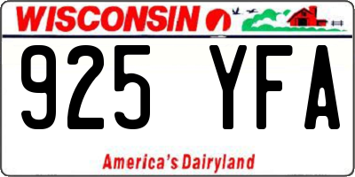 WI license plate 925YFA