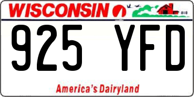 WI license plate 925YFD