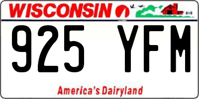 WI license plate 925YFM