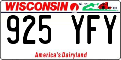 WI license plate 925YFY