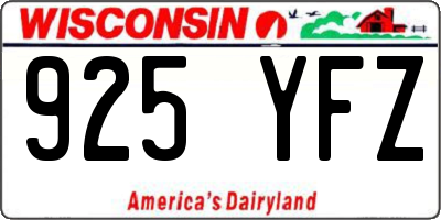 WI license plate 925YFZ