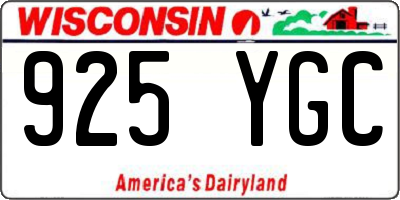 WI license plate 925YGC