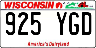 WI license plate 925YGD