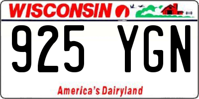 WI license plate 925YGN