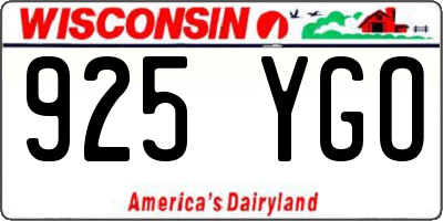 WI license plate 925YGO