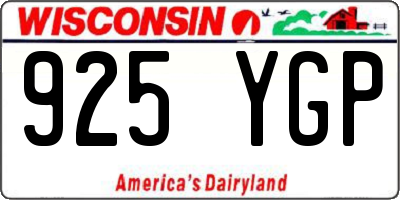 WI license plate 925YGP