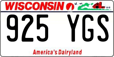 WI license plate 925YGS