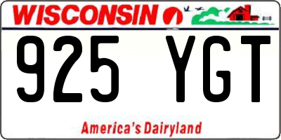 WI license plate 925YGT
