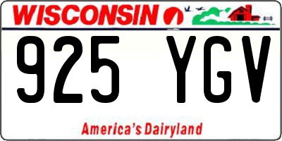 WI license plate 925YGV