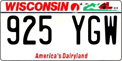 WI license plate 925YGW