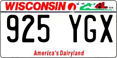 WI license plate 925YGX