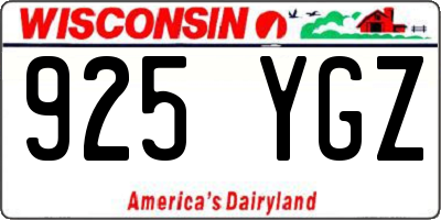 WI license plate 925YGZ