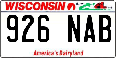 WI license plate 926NAB