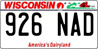 WI license plate 926NAD