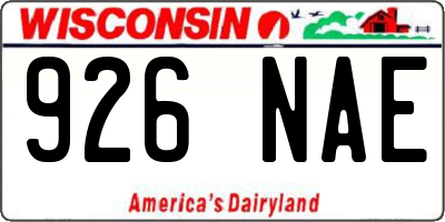 WI license plate 926NAE