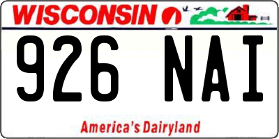 WI license plate 926NAI