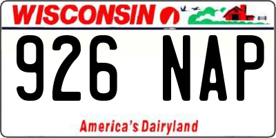 WI license plate 926NAP