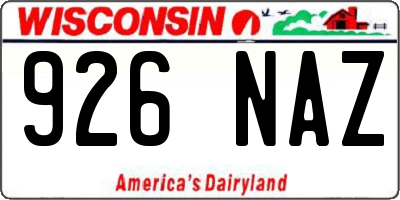 WI license plate 926NAZ