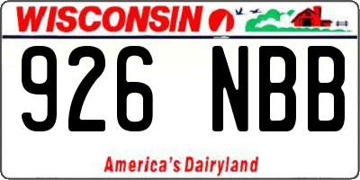 WI license plate 926NBB