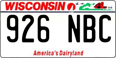 WI license plate 926NBC