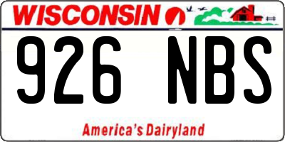 WI license plate 926NBS