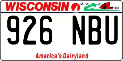 WI license plate 926NBU