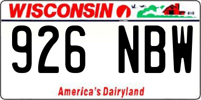 WI license plate 926NBW