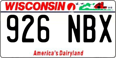 WI license plate 926NBX