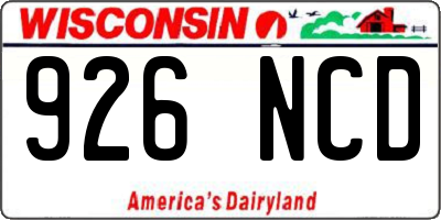 WI license plate 926NCD