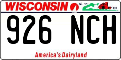WI license plate 926NCH