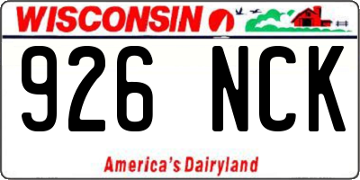 WI license plate 926NCK