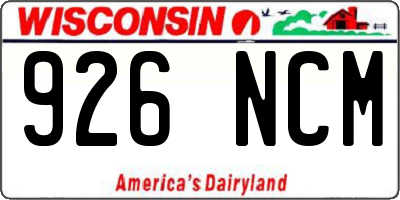 WI license plate 926NCM