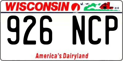 WI license plate 926NCP