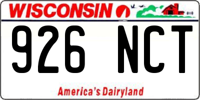 WI license plate 926NCT