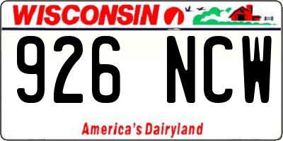 WI license plate 926NCW