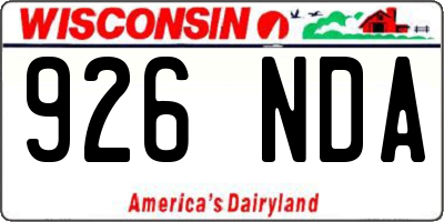 WI license plate 926NDA