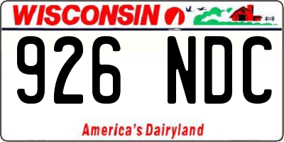 WI license plate 926NDC