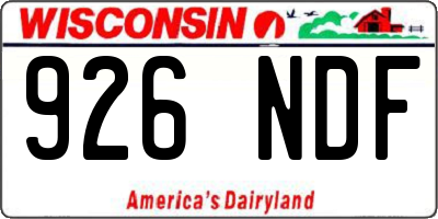 WI license plate 926NDF