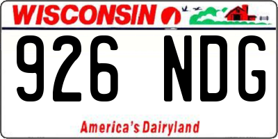 WI license plate 926NDG